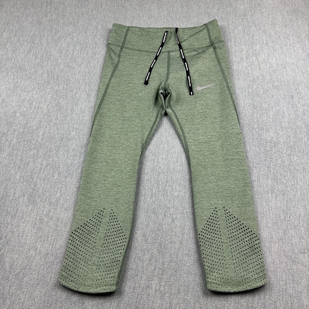 Nike Leggings Women Small Green Epic Lux Crop Running Tight Dri-Fit Athletic